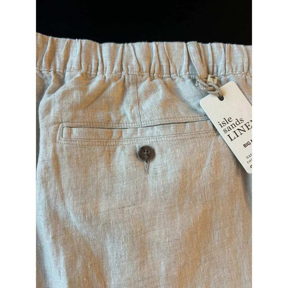 Men's Caribbean isle sands linen pants elastic waist big man 50 x 30 beige